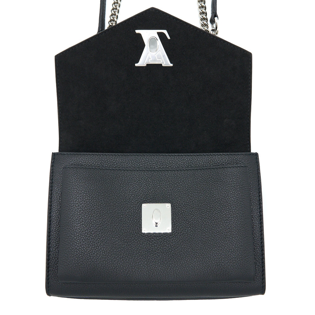LOUIS VUITTON MYLOCKME SATCHEL CHAIN BAG CALFSKIN BLACK SHW