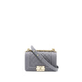 CHANEL SMALL BOY BAG CAVIAR GREY LGHW