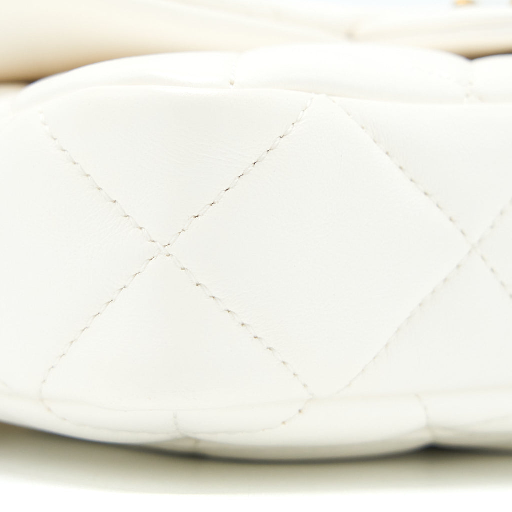 CHANEL 22S GIANT CHAIN FLAP SHOULDER BAG LAMBSKIN WHITE BRUSHED GHW (MICROCHIP)