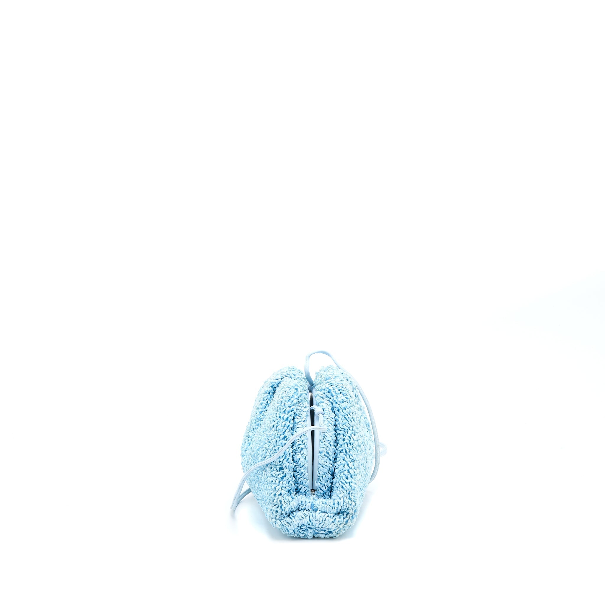 BOTTEGA VENETA MINI POUCH RAFFIA/LEATHER BUBBLE SHW