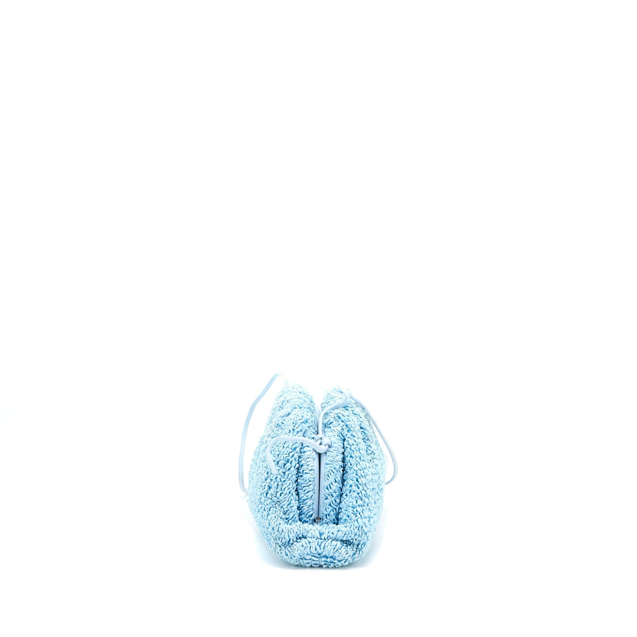 BOTTEGA VENETA MINI POUCH RAFFIA/LEATHER BUBBLE SHW