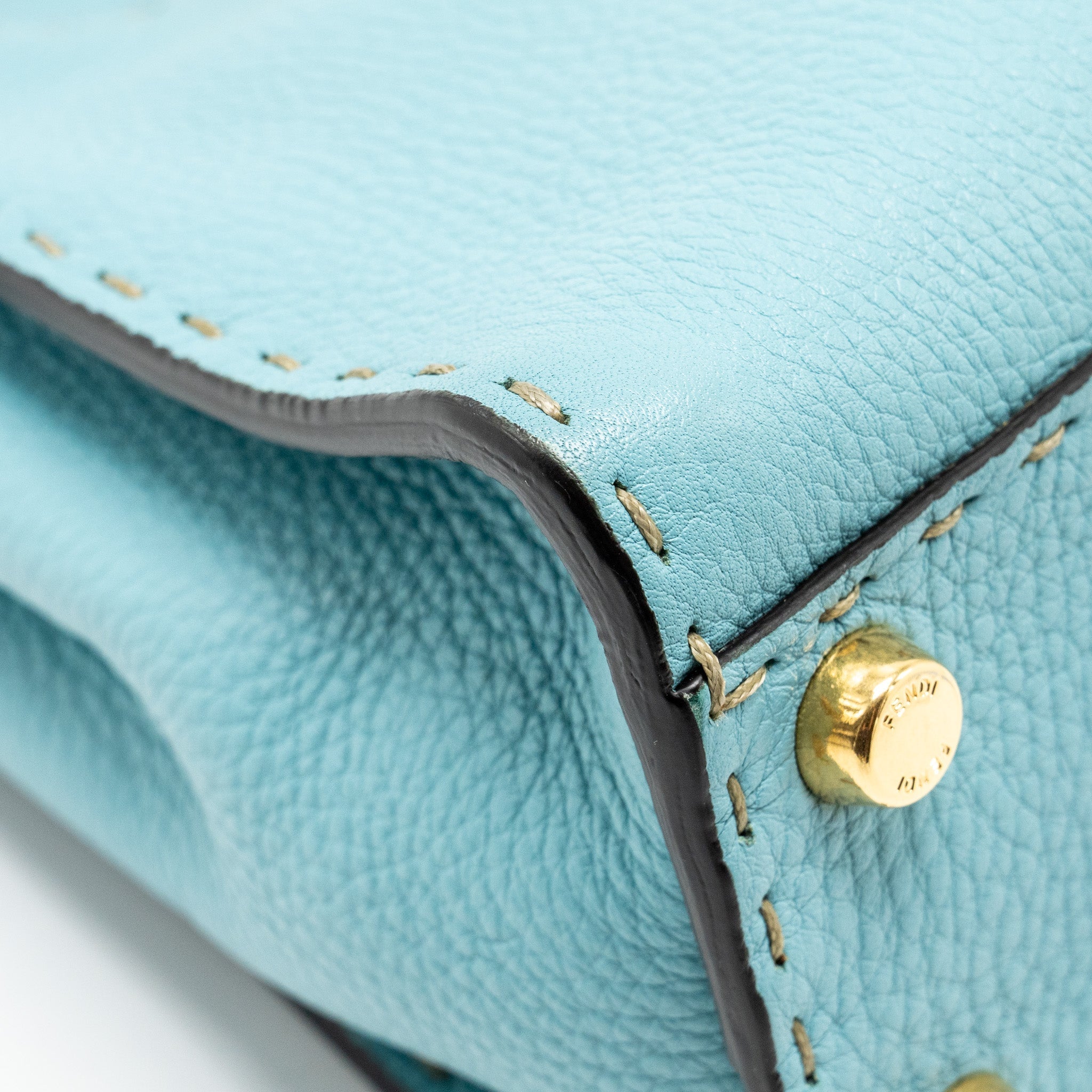FENDI MINI PEEKABOO BAG CALFSKIN BLUE GHW