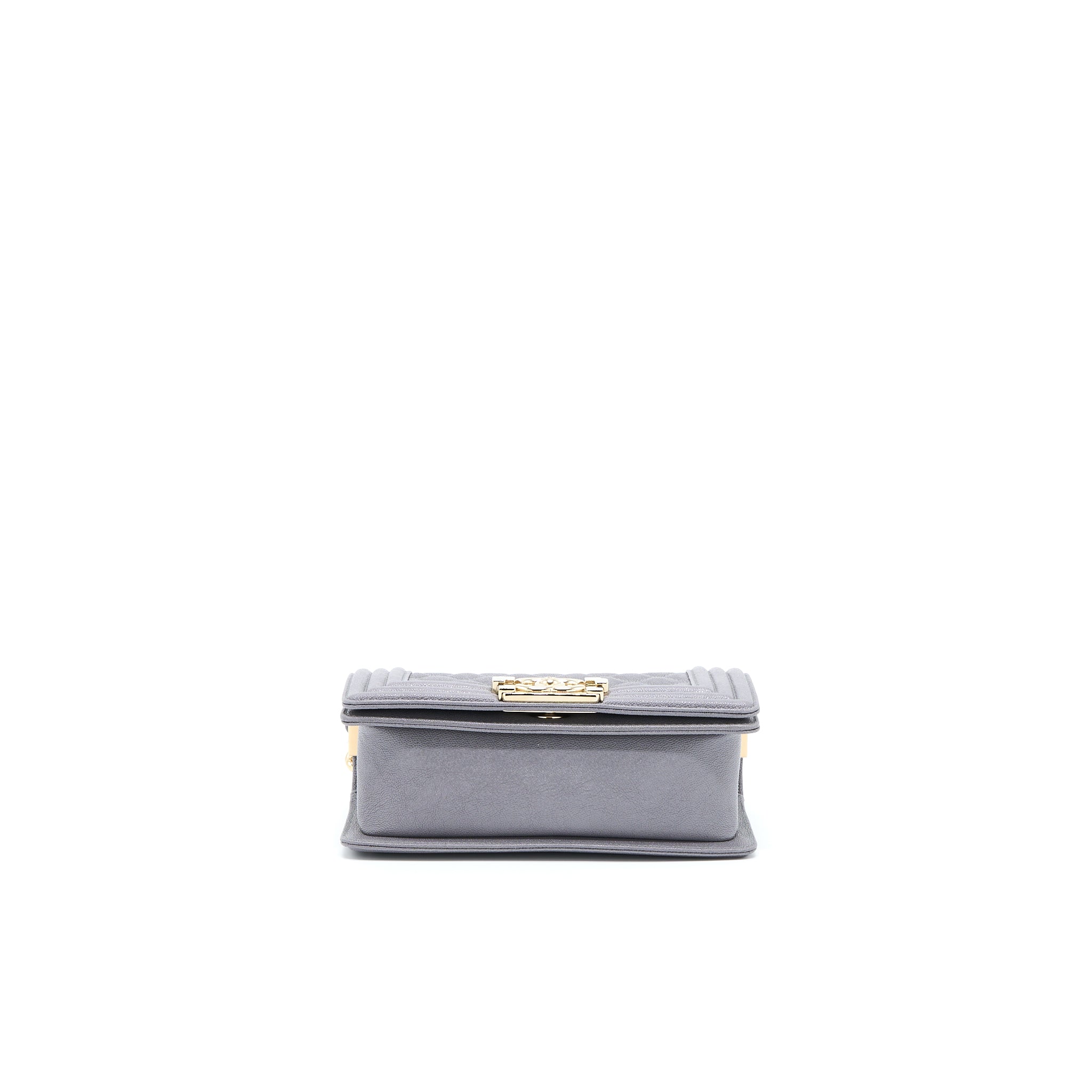 CHANEL SMALL BOY BAG CAVIAR GREY LGHW