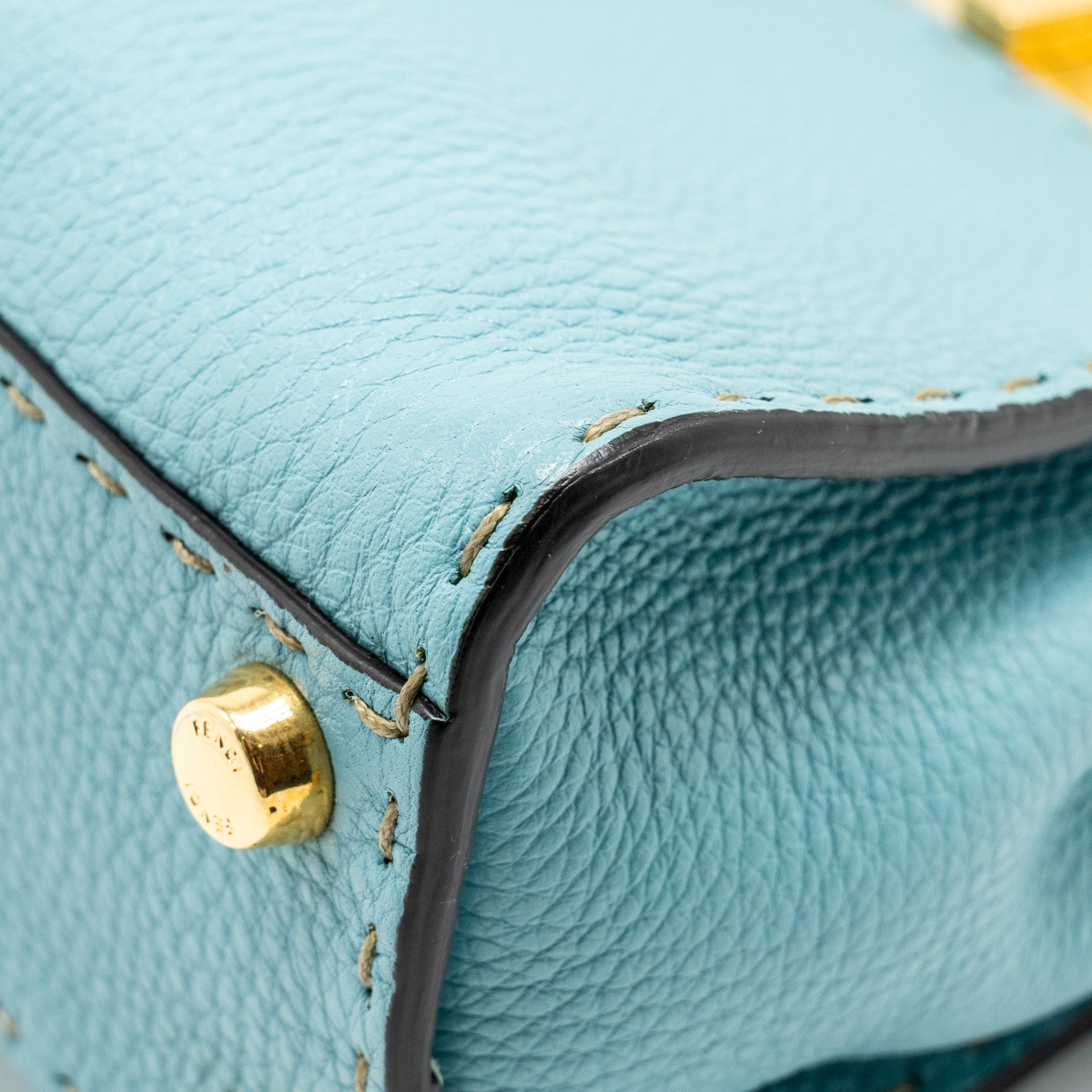 FENDI MINI PEEKABOO BAG CALFSKIN BLUE GHW