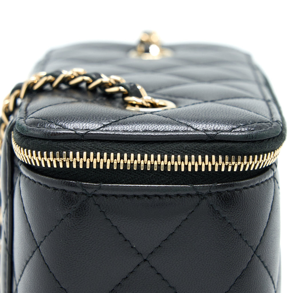 CHANEL LONG VANITY WITH CHAIN LAMBSKIN BLACK LGHW