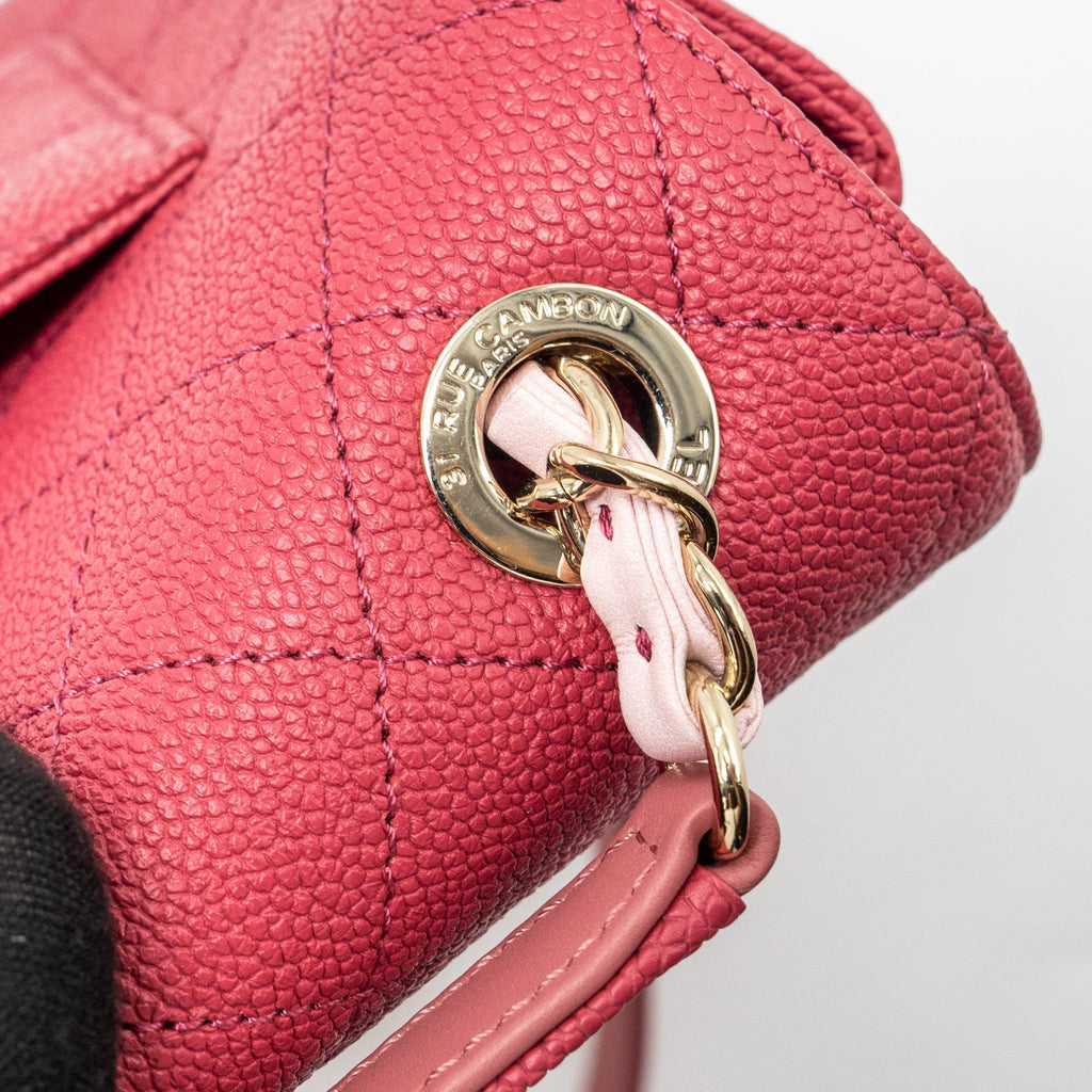 CHANEL GIANT CC LOGO MESSENGER BAG GRAINED CALFSKIN PINK LGHW