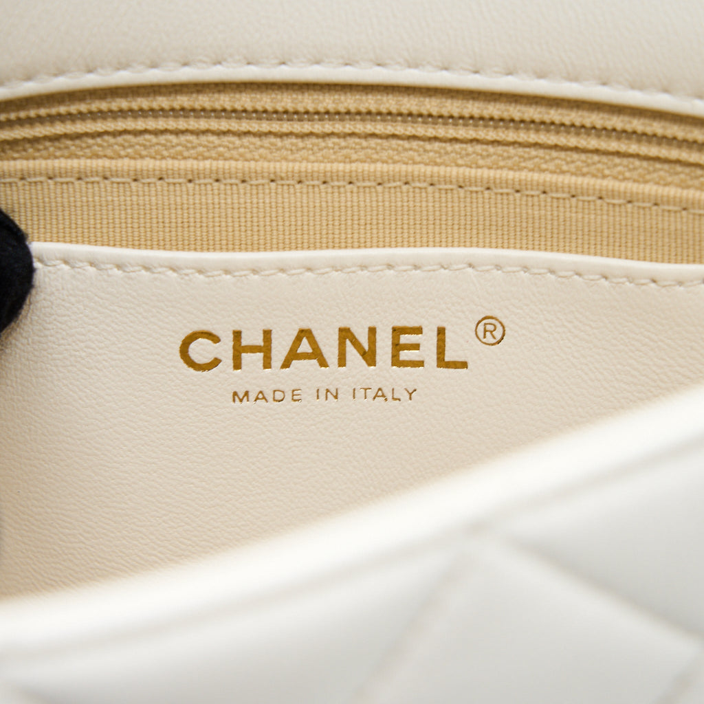 CHANEL 22S GIANT CHAIN FLAP SHOULDER BAG LAMBSKIN WHITE BRUSHED GHW (MICROCHIP)