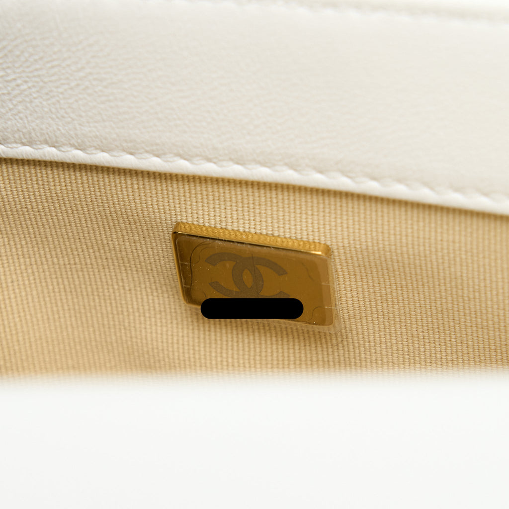 CHANEL 22S GIANT CHAIN FLAP SHOULDER BAG LAMBSKIN WHITE BRUSHED GHW (MICROCHIP)