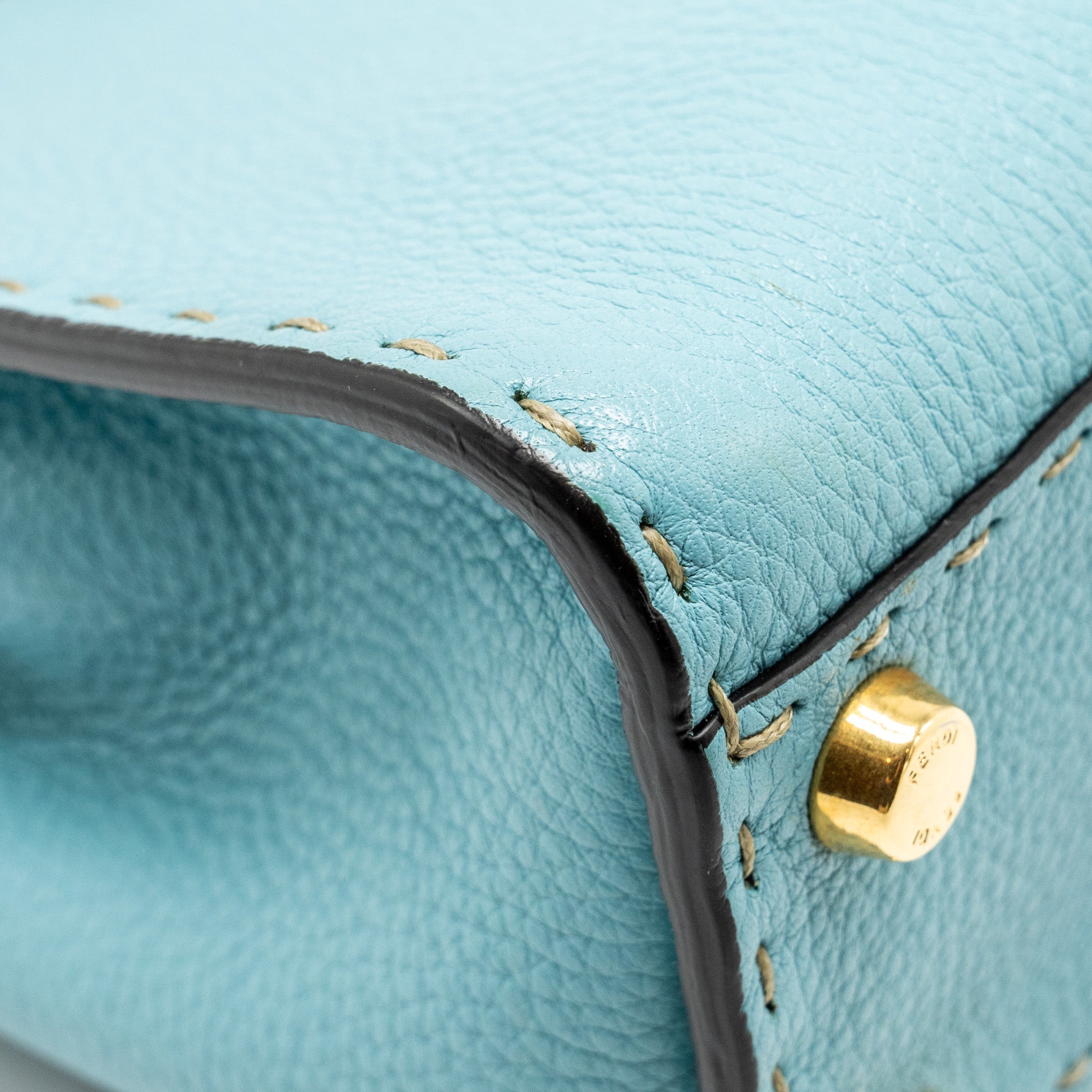 FENDI MINI PEEKABOO BAG CALFSKIN BLUE GHW