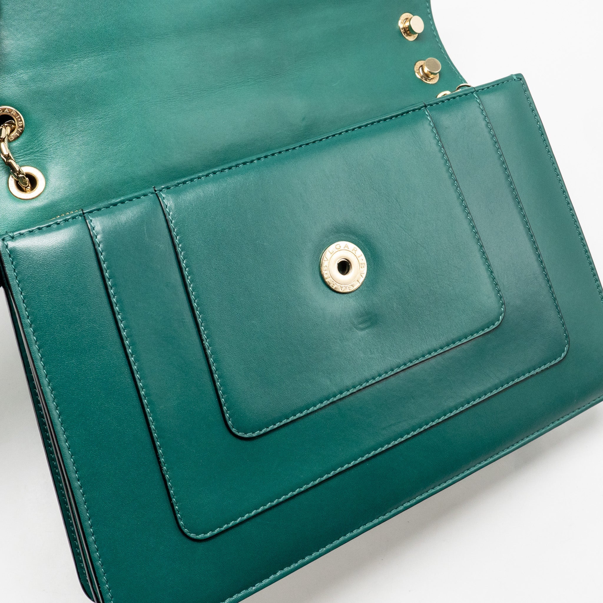 BVLGARI SERPENTI FOREVER FLAP BAG CALFSKIN GREEN LGHW