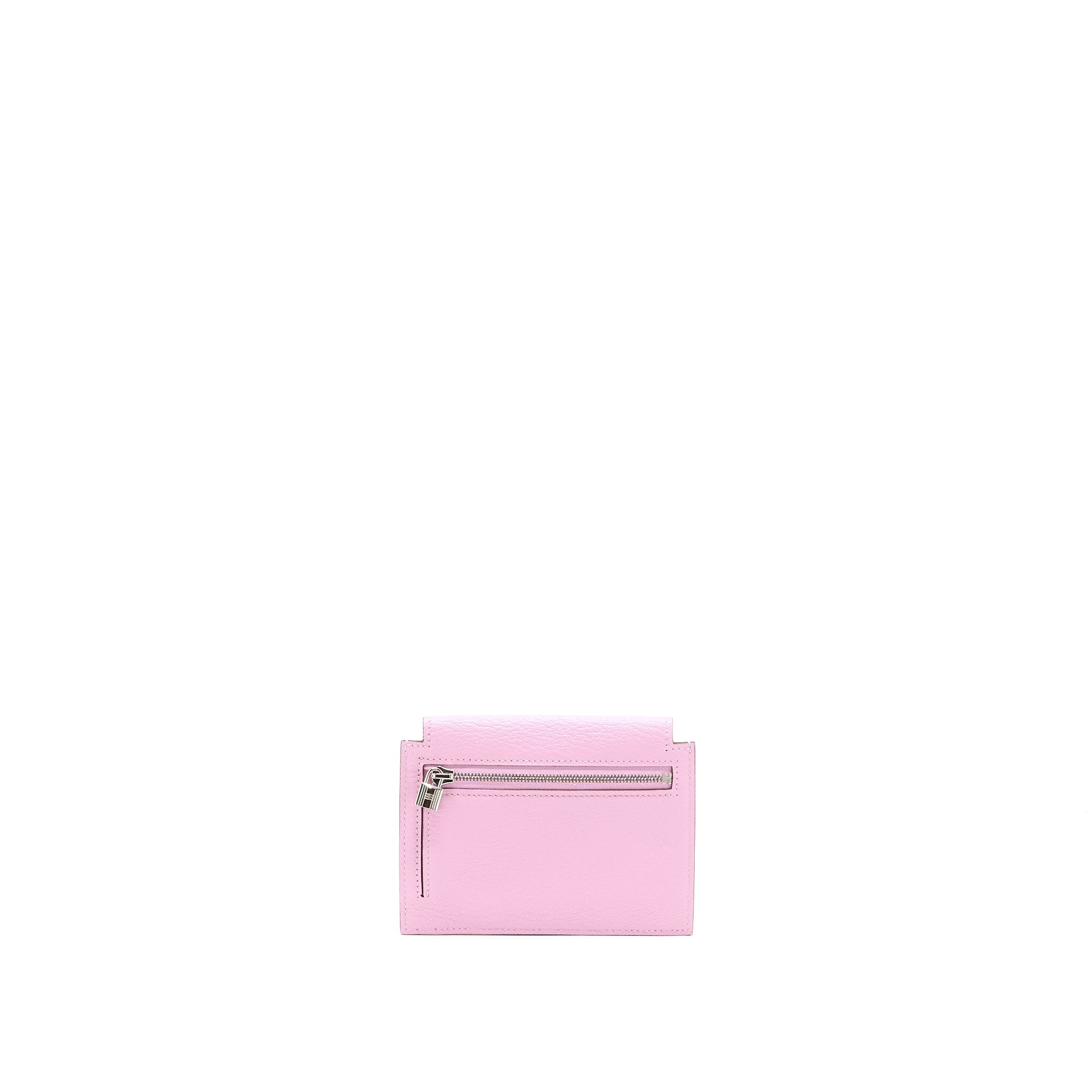 HERMES KELLY POCKET COMPACT CHEVRE MYSORE X9 MAUVE SYLVESTRE SHW