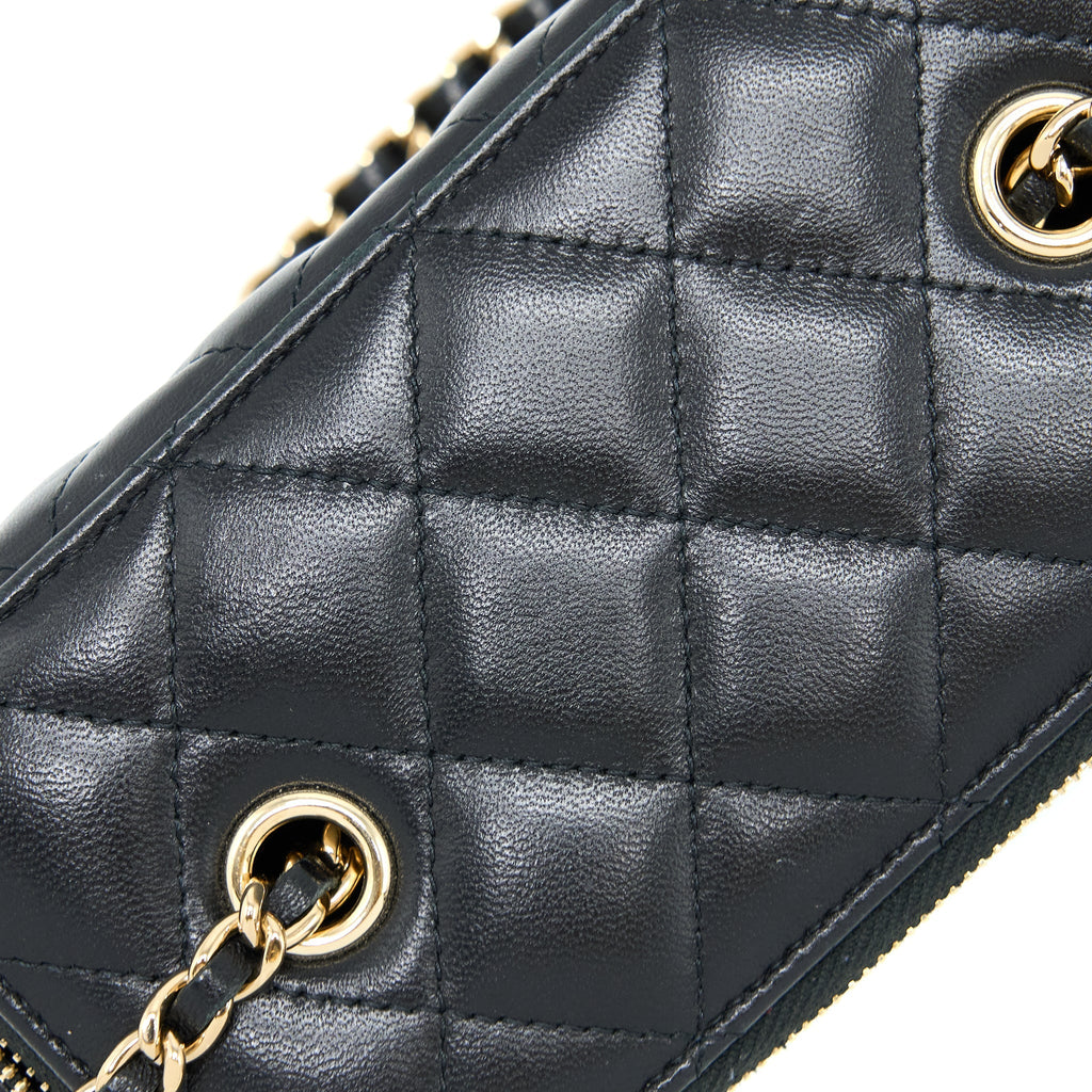 CHANEL LONG VANITY WITH CHAIN LAMBSKIN BLACK LGHW