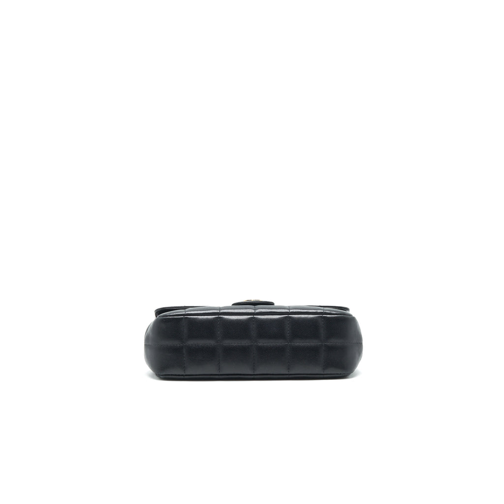 CHANEL CAMELLIA MINI FLAP SHOULDER BAG LAMBSKIN BLACK GHW