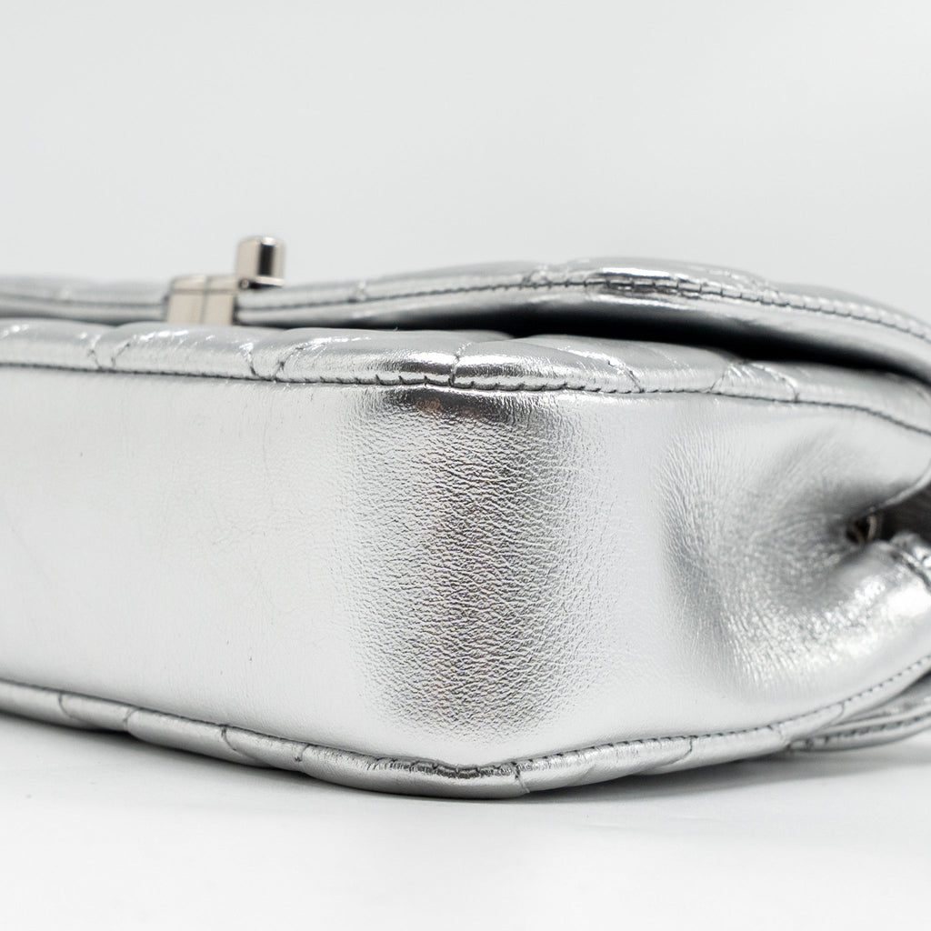CHANEL 25S O-PHONE HOLDER WITH CHAIN CALFSKIN SILVER SHW(MICROCHIP)
