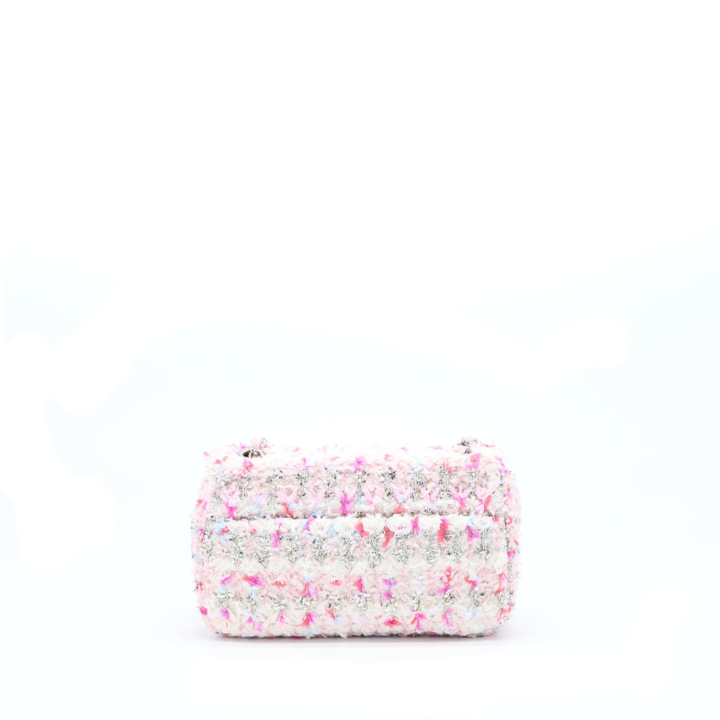 CHANEL SEASONAL MINI RECTANGULAR FLAP BAG TWEED PINK/MULTICOLOUR SHW