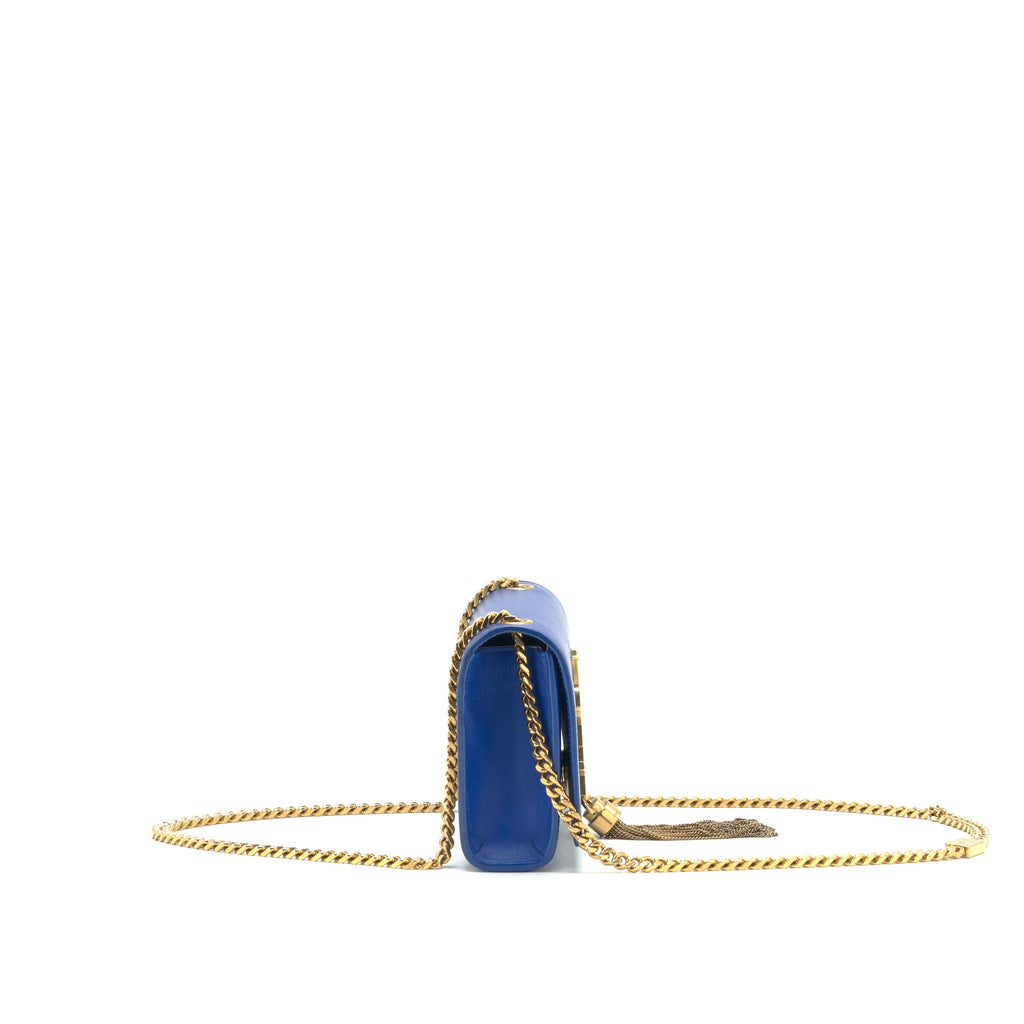 SAINT LAURENT/YSL MINI KATE BAG TASSEL ELECTRIC BLUE GHW