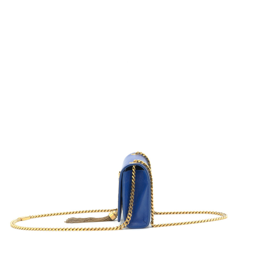 SAINT LAURENT/YSL MINI KATE BAG TASSEL ELECTRIC BLUE GHW