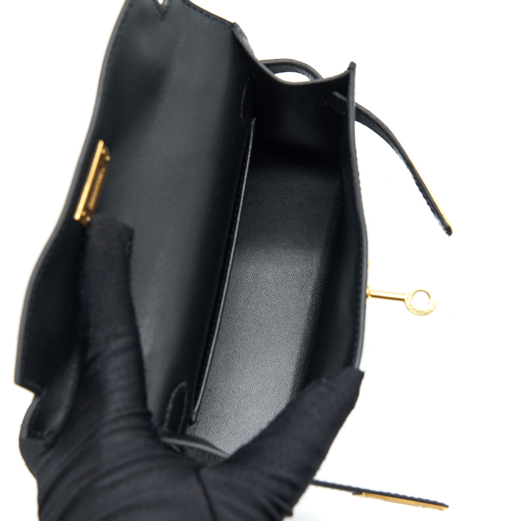 HERMES MINI KELLY 20CM CHÈVRE CHAMKILA BLACK GHW