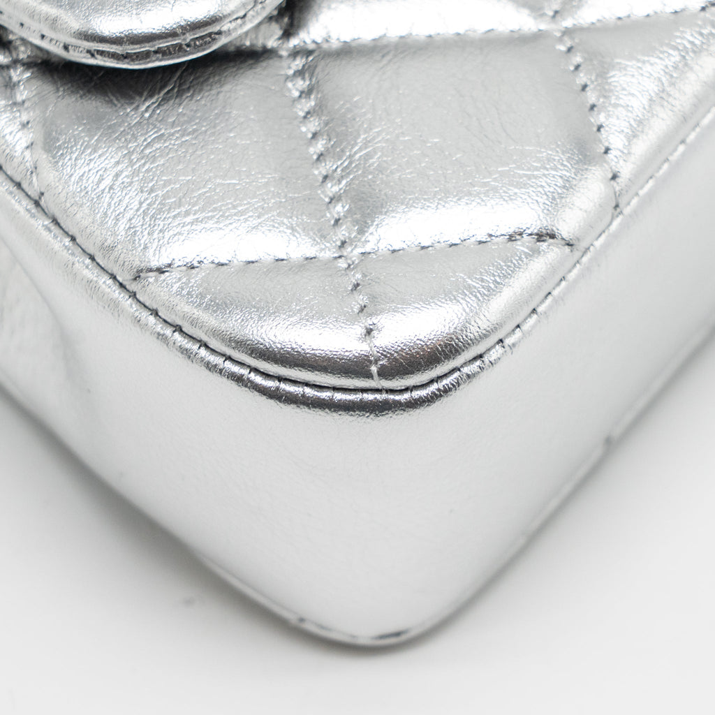 CHANEL 25S O-PHONE HOLDER WITH CHAIN CALFSKIN SILVER SHW(MICROCHIP)