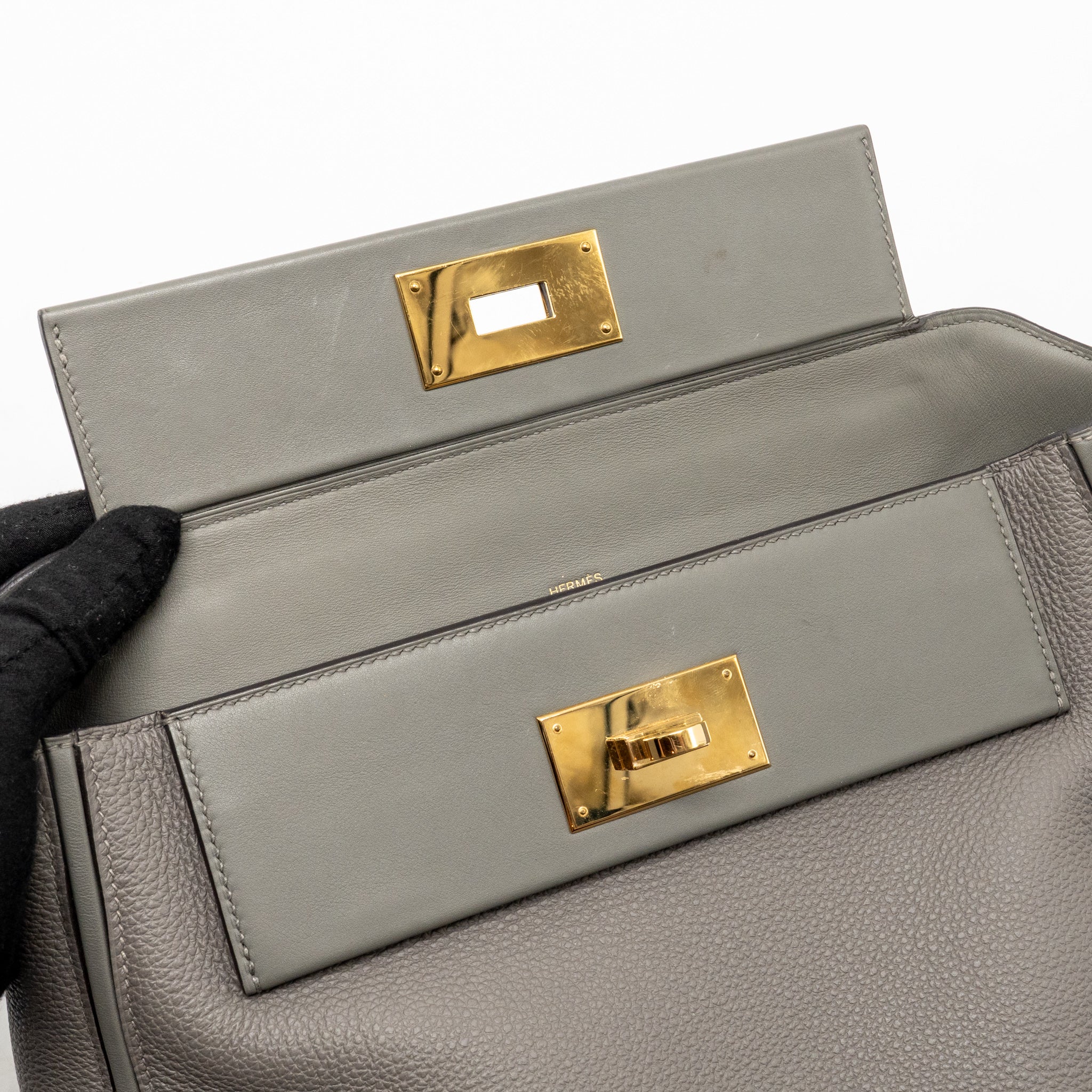 HERMES 2424 24/24-29 BAG TOGO/SWIFT GRIS MEYER GHW