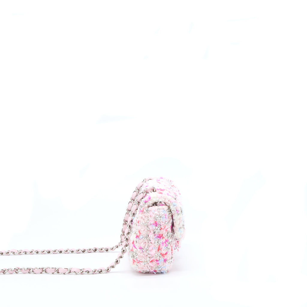 CHANEL SEASONAL MINI RECTANGULAR FLAP BAG TWEED PINK/MULTICOLOUR SHW