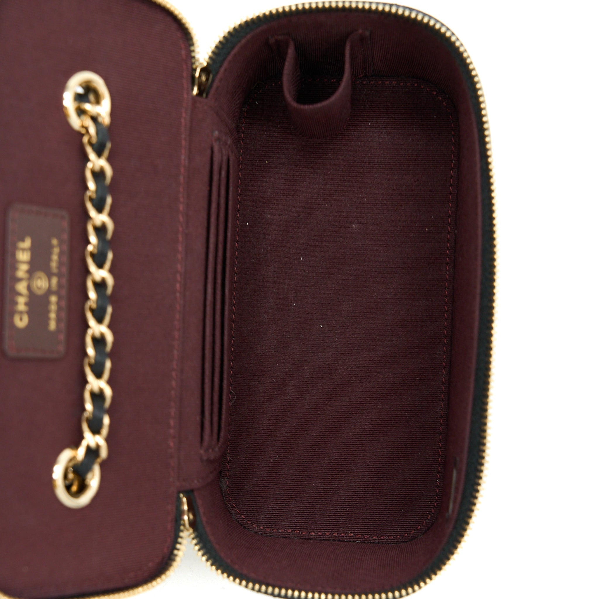 CHANEL LONG VANITY WITH CHAIN LAMBSKIN BLACK LGHW