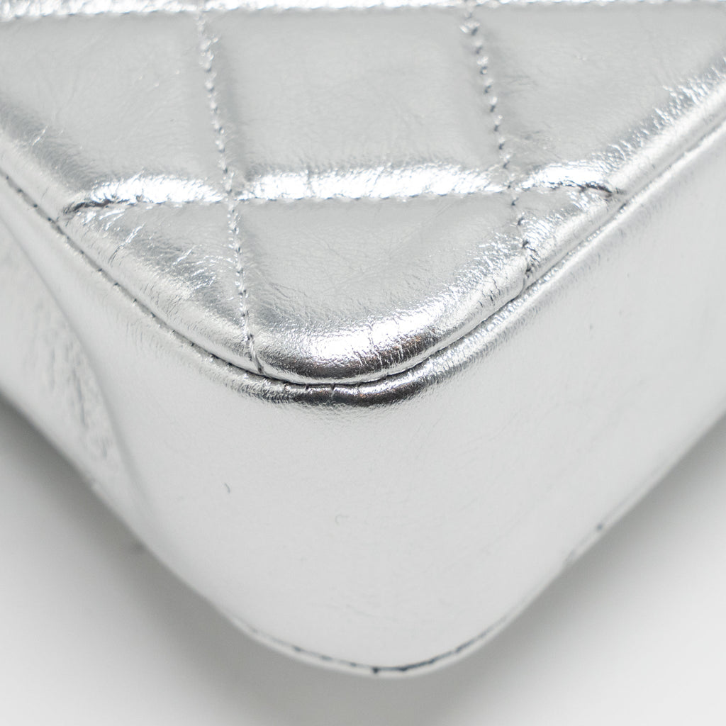 CHANEL 25S O-PHONE HOLDER WITH CHAIN CALFSKIN SILVER SHW(MICROCHIP)