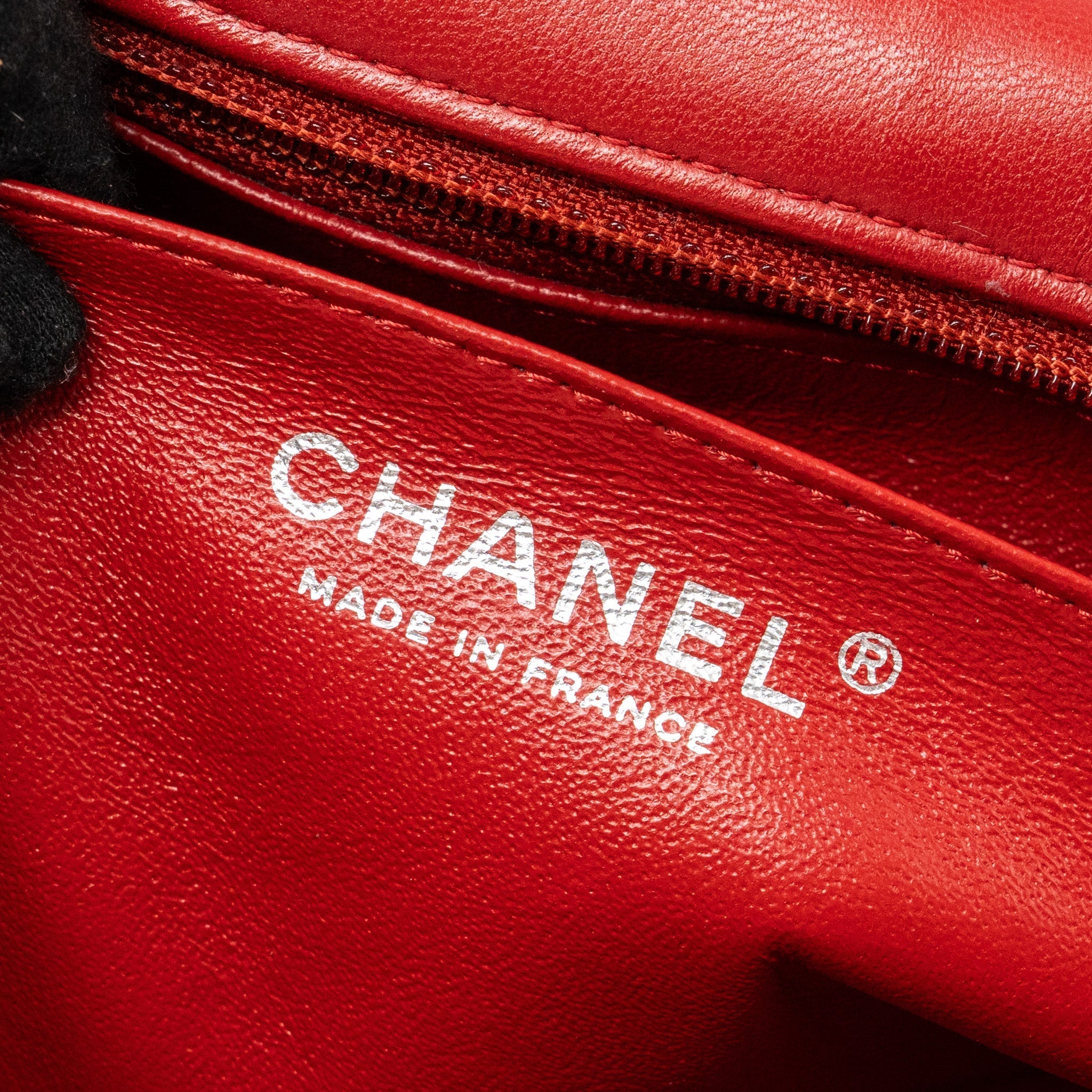 CHANEL CLASSIC MINI RECTANGULAR FLAP BAG LAMBSKIN RED RUTHENIUM HARDWARE