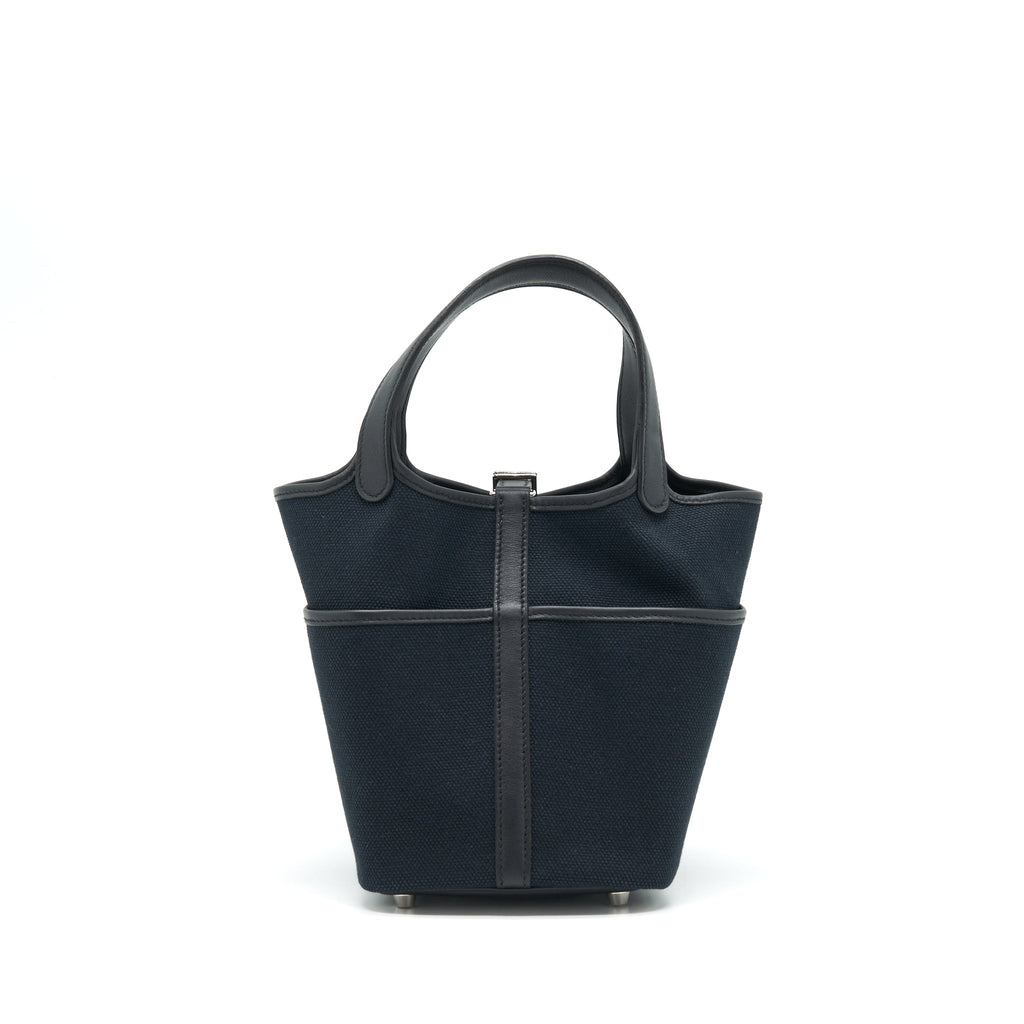 HERMES PICOTIN CARGO 18 SWIFT AND TOILE CANVAS BLACK SHW
