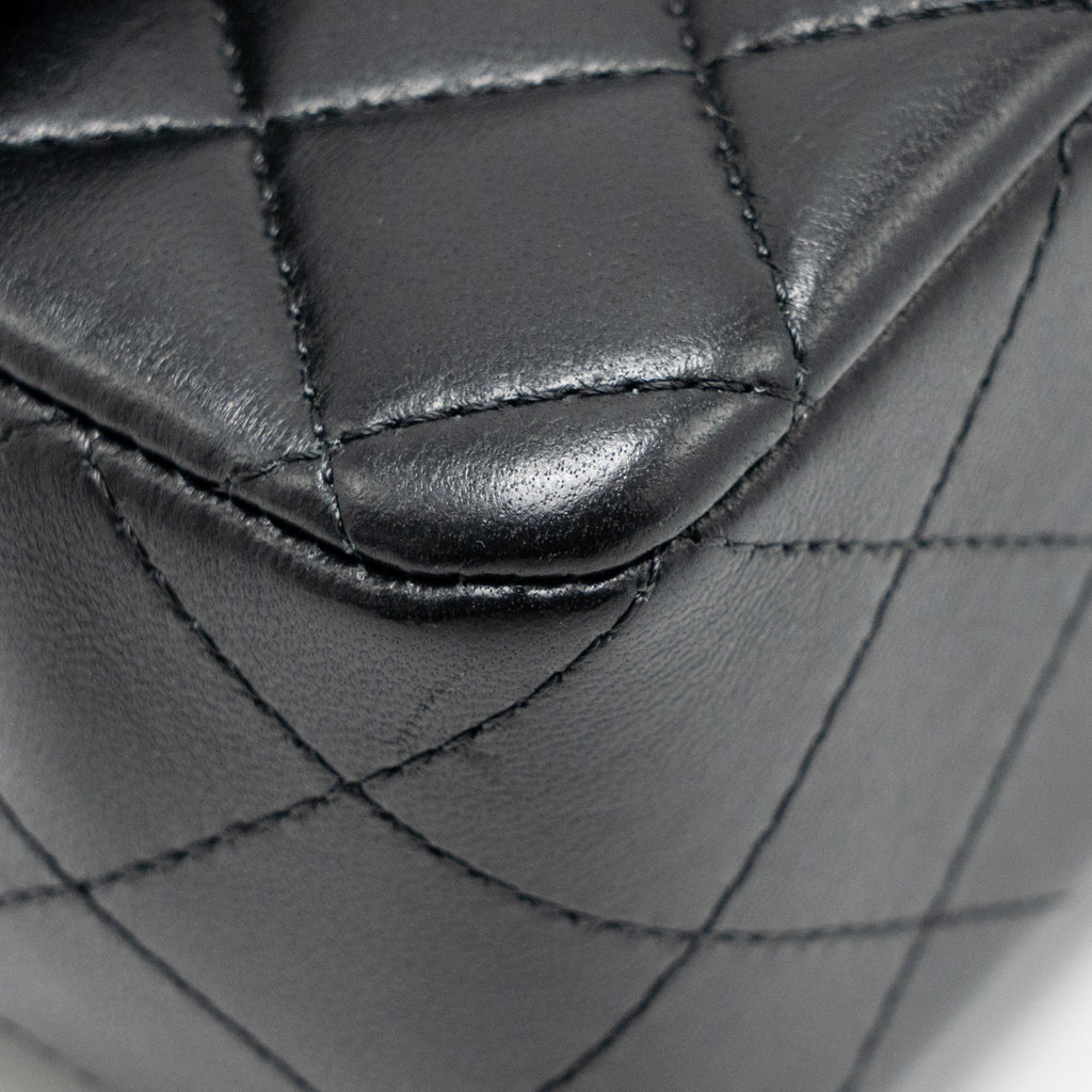 CHANEL TOP HANDLE MINI RECTANGULAR LAMBSKIN BLACK GHW (MICROCHIP)