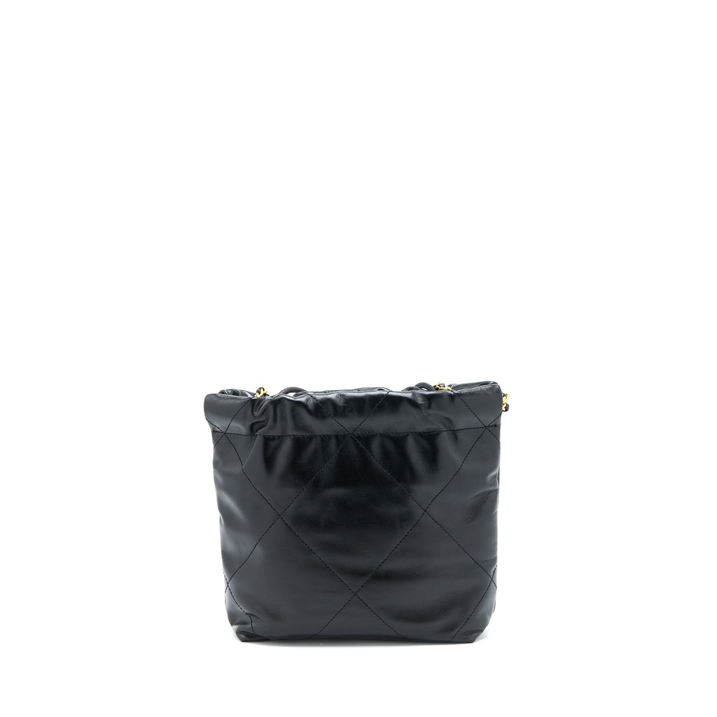 CHANEL MINI 22 BAG SHINY CALFSKIN BLACK GHW (MICROCHIP)
