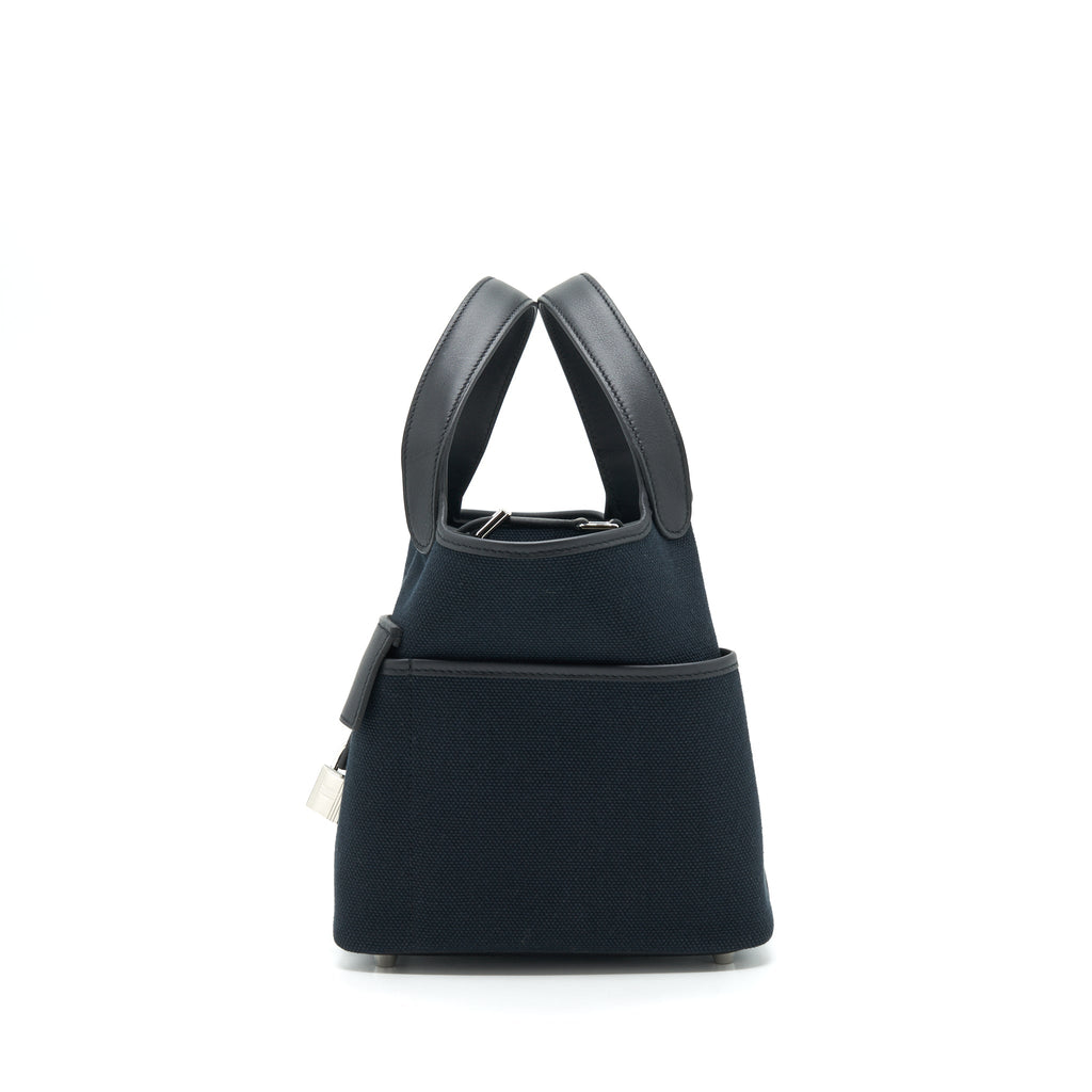 HERMES PICOTIN CARGO 18 SWIFT AND TOILE CANVAS BLACK SHW