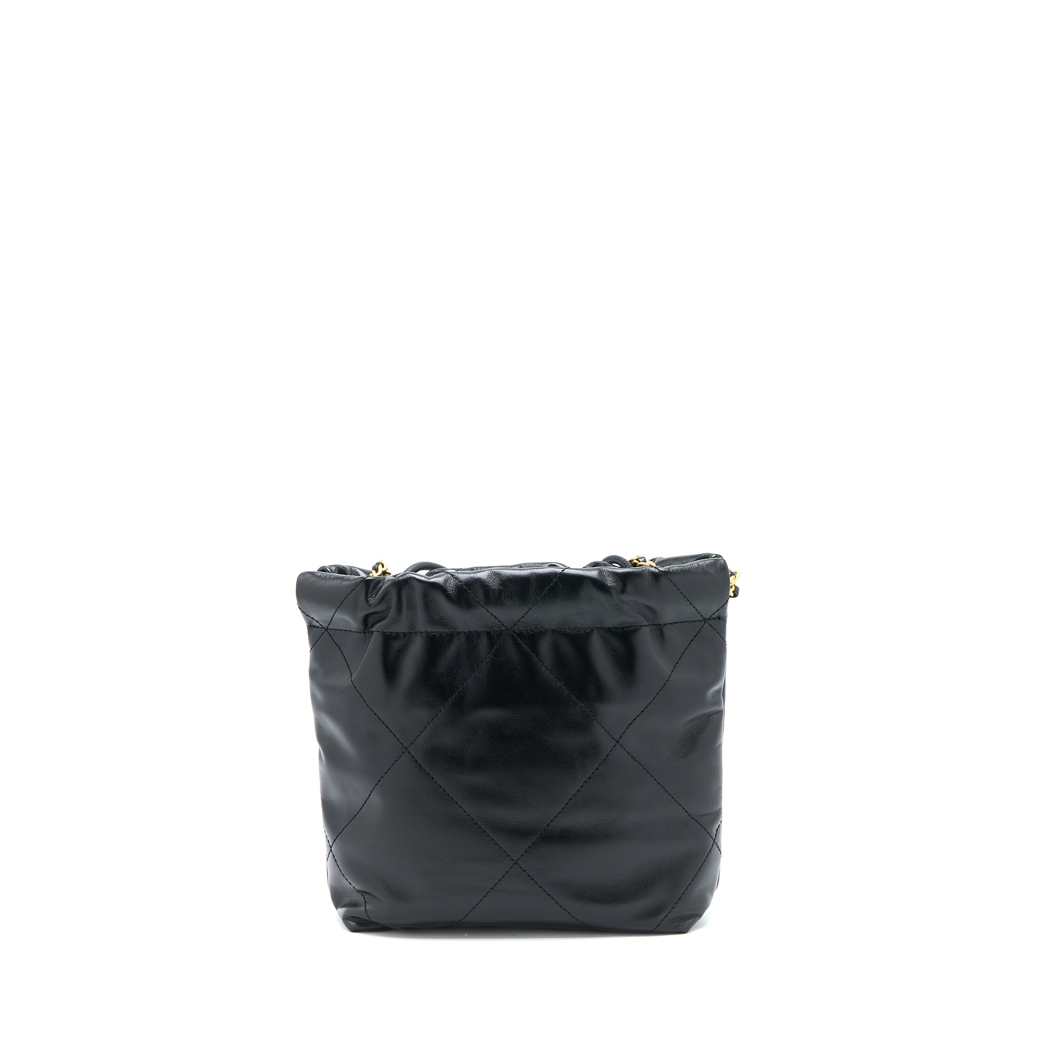CHANEL 23S MINI 22 BAG SHINY CALFSKIN BLACK BRUSHED GHW(MICROCHIP)