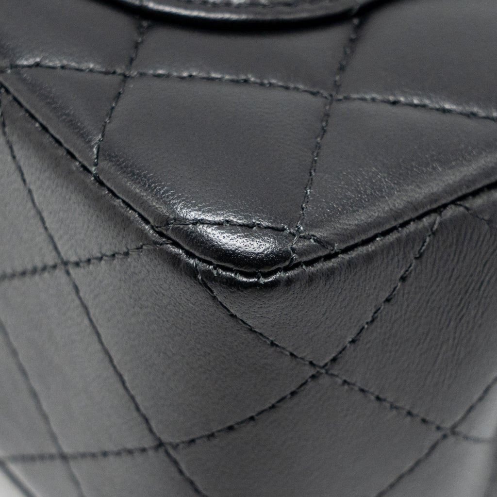 CHANEL TOP HANDLE MINI RECTANGULAR LAMBSKIN BLACK GHW (MICROCHIP)