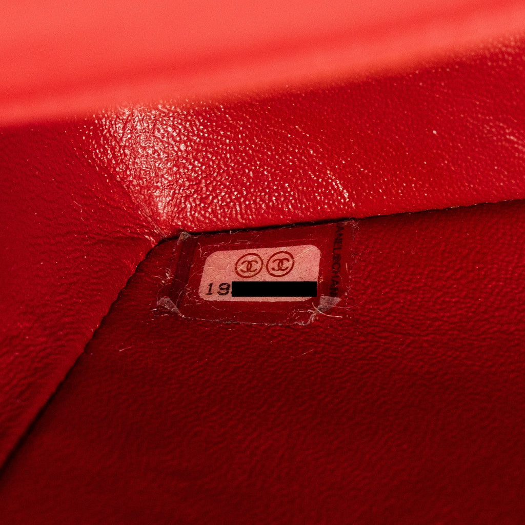 CHANEL CLASSIC MINI RECTANGULAR FLAP BAG LAMBSKIN RED RUTHENIUM HARDWARE