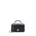 CHANEL TOP HANDLE MINI RECTANGULAR FLAP BAG LAMBSKIN BLACK LGHW (MICROCHIP)