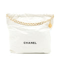 CHANEL LARGE 22 BAG CALFSKIN WHITE BRUSHED GHW (MICROCHIP)