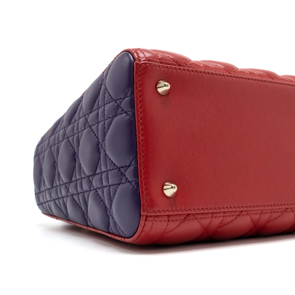 DIOR MEDIUM LADY DIOR BAG LAMBSKIN RED/MULTICOLOUR LGHW