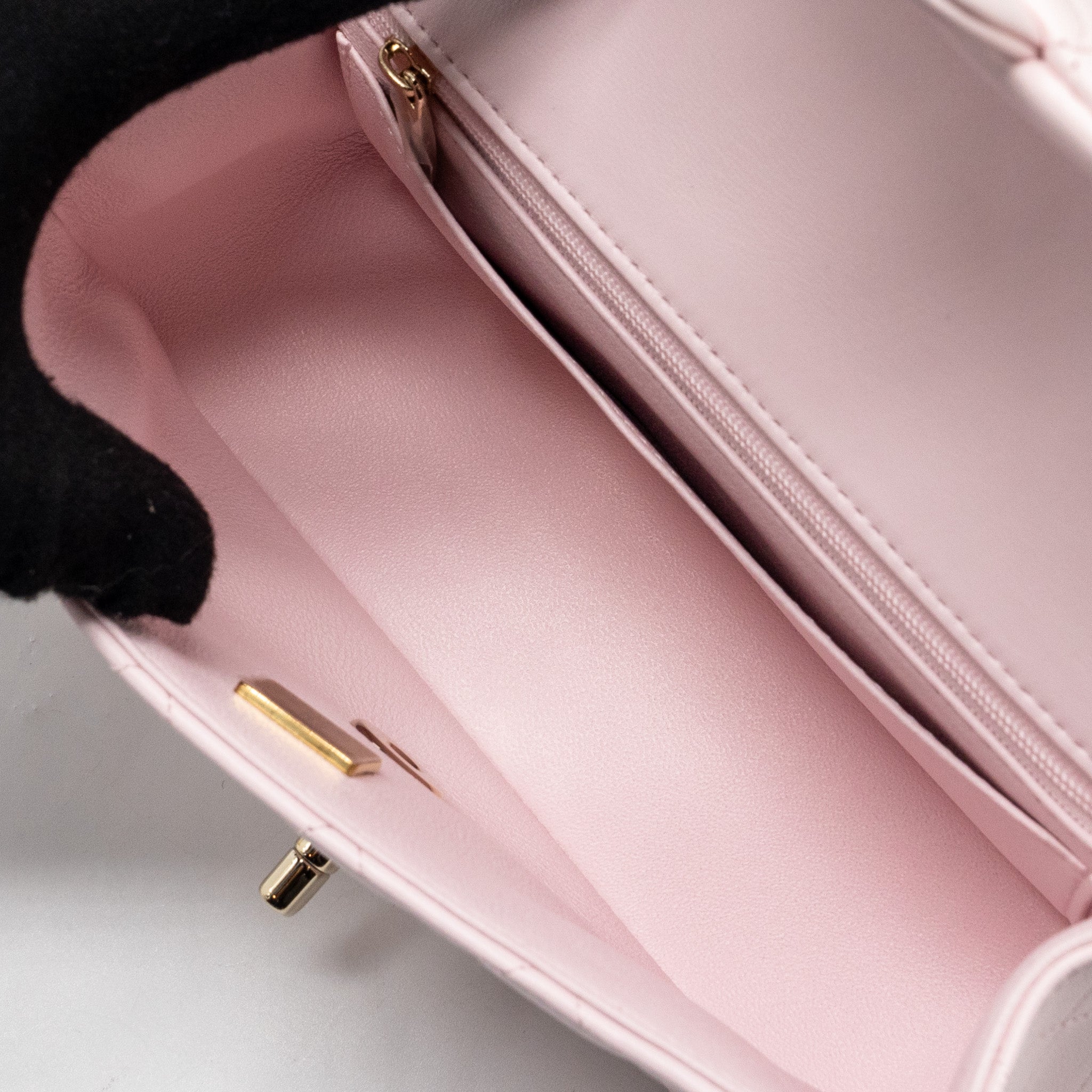 CHANEL TOP HANDLE MINI RECTANGULAR FLAP BAG LAMBSKIN LIGHT PINK LGHW(MICROCHIP)