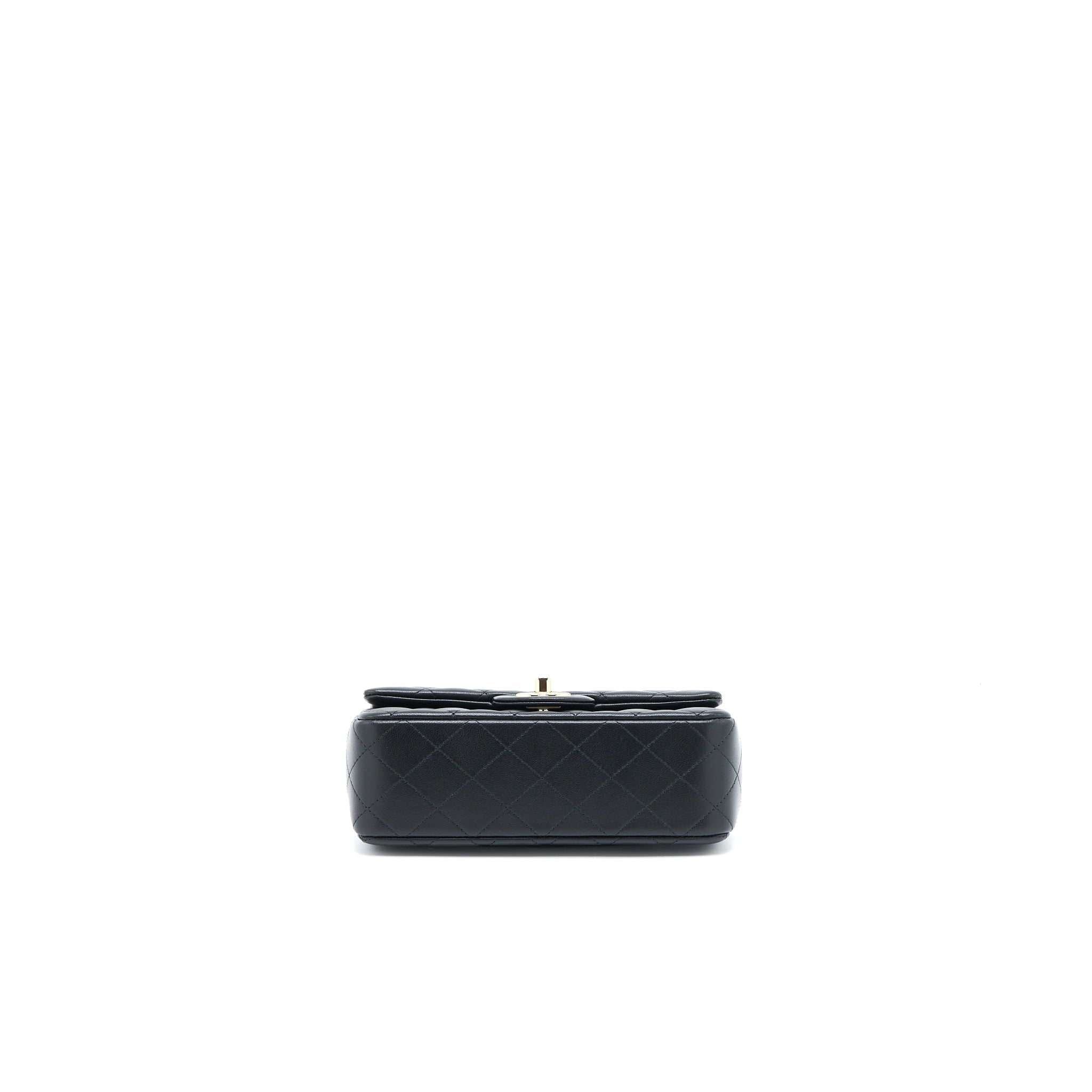 CHANEL TOP HANDLE MINI RECTANGULAR FLAP BAG LAMBSKIN BLACK LGHW (MICROCHIP)