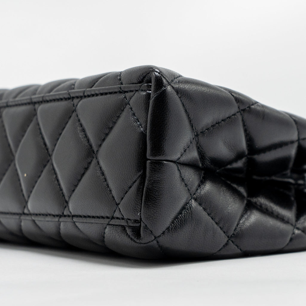 CHANEL 25A MINI KELLY SHOPPING TOTE BAG LAMBSKIN BLACK GHW (MICROCHIP)