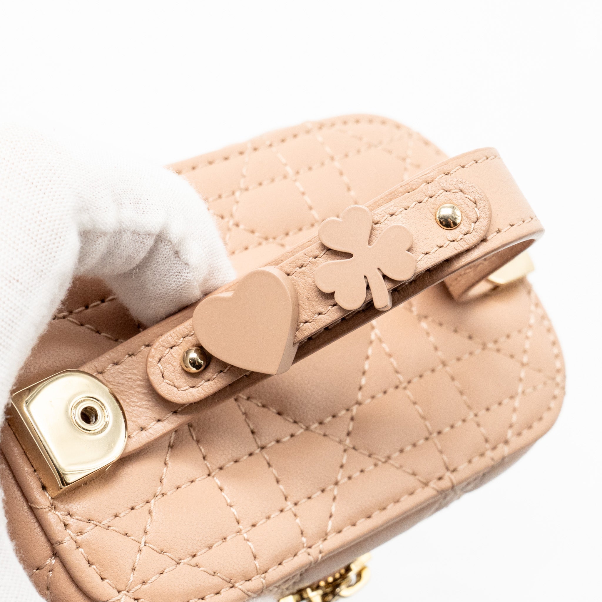 DIOR MICRO LADY DIOR VANITY CASE CANNAGE LAMBSKIN ROSE DES VENTS PINK LGHW