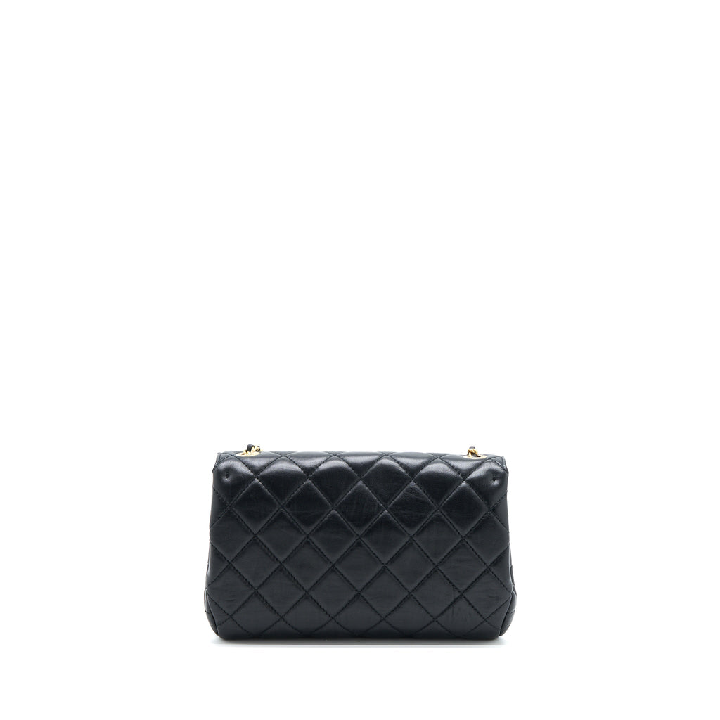 CHANEL CC LOGO FLAP BAG LAMBSKIN BLACK MULTICOLOUR HARDWARE (MICROCHIP)