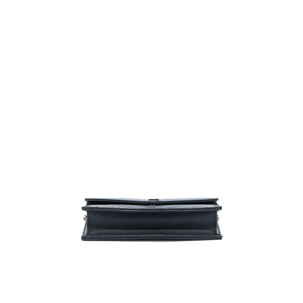 SAINT LAURENT/ YSL ENVELOPE WALLET ON CHAIN GRAIN CALFSKIN BLACK SHW