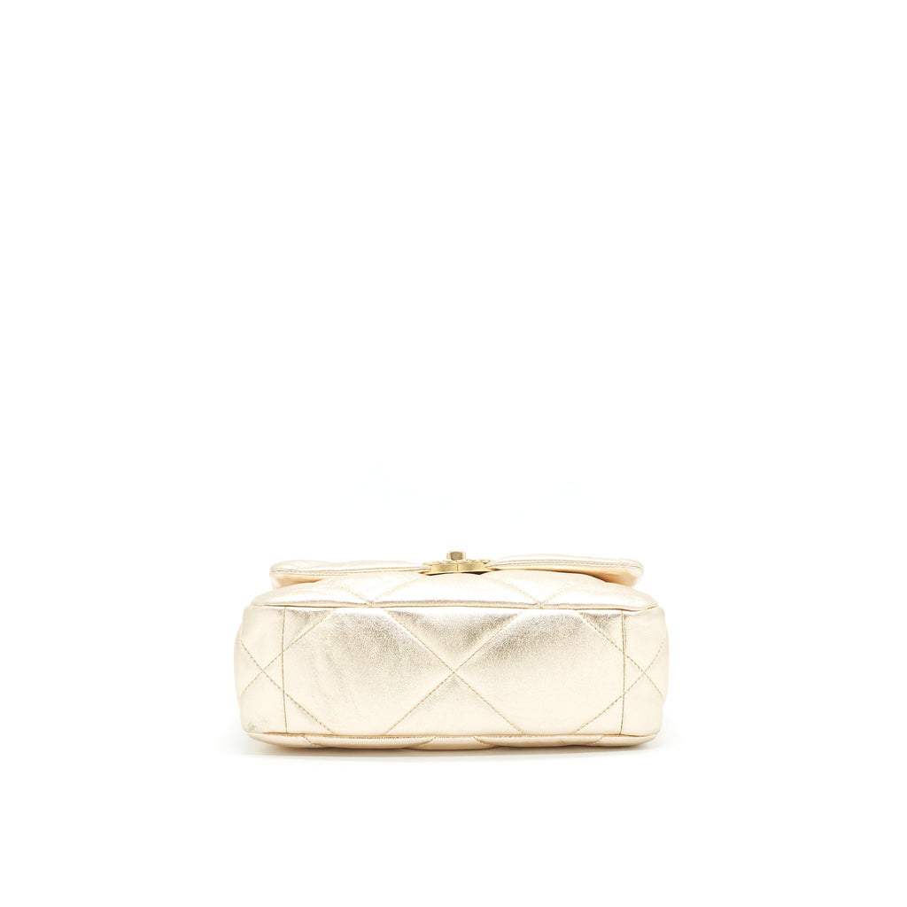 CHANEL SMALL 19 BAG GOLD COLOR WITH GOLD/ SILVER HARDWARE