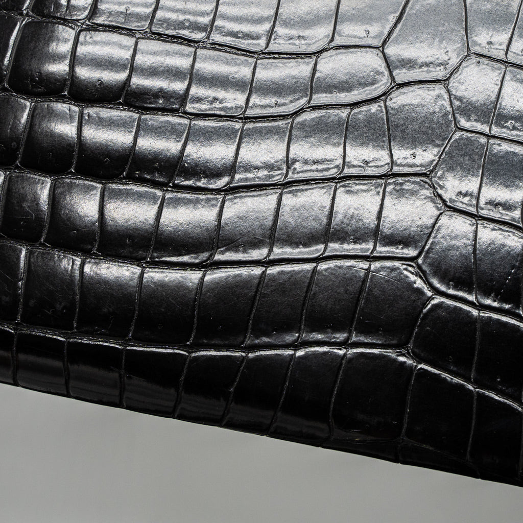HERMES KELLY 32 SHINY CROCODILE POROSUS BLACK GHW