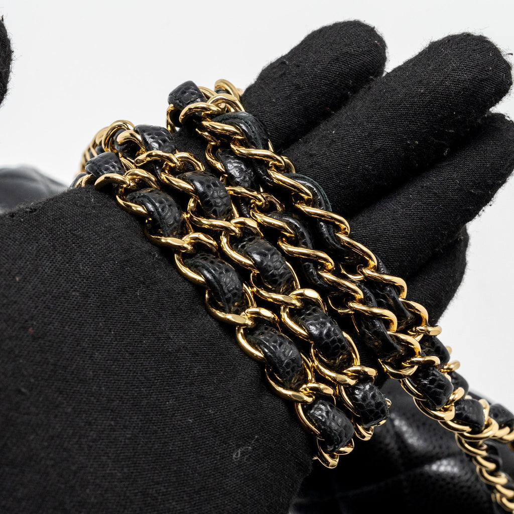 CHANEL MEDIUM CLASSIC DOUBLE FLAP BAG CAVIAR BLACK GHW