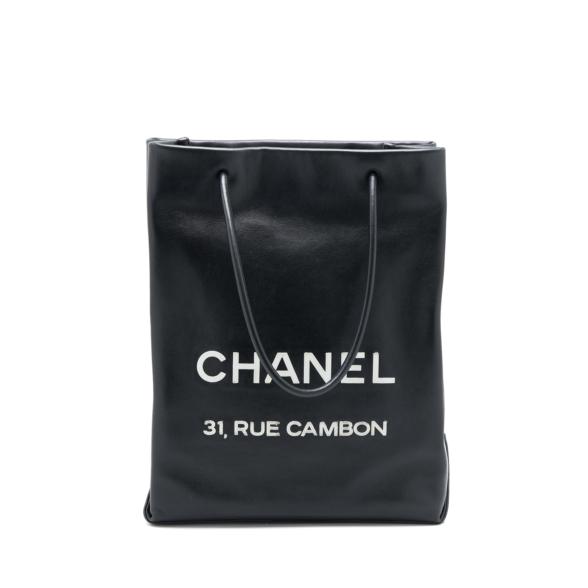 CHANEL VINTAGE CAMBON TOTE BAG CALFSKIN BLACK SHW