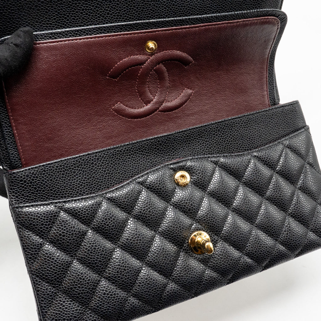 CHANEL MEDIUM CLASSIC DOUBLE FLAP BAG CAVIAR BLACK GHW