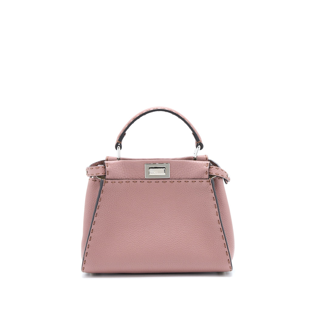 FENDI MINI PEEKABOO GRAINED CALFSKIN PINK SHW